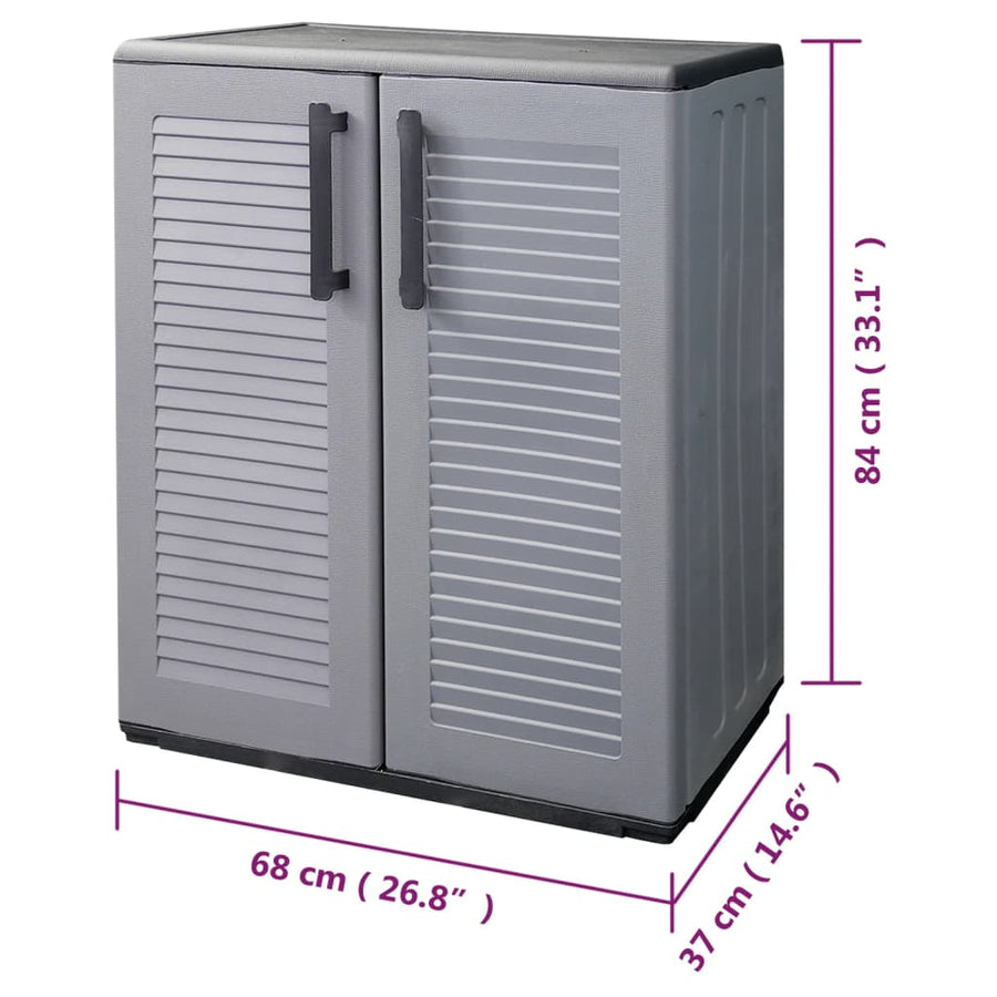 Tuinkast 68x37x84 cm polypropeen grijs en zwart