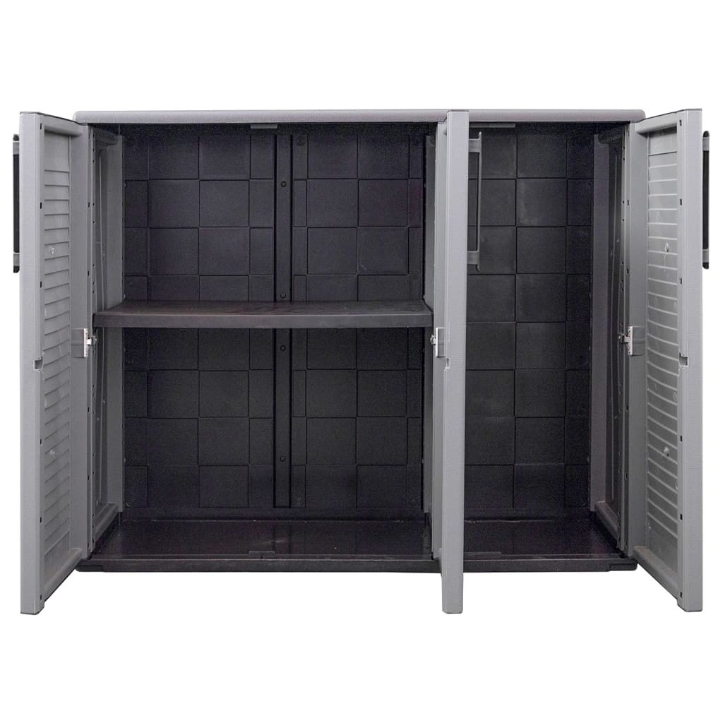 Tuinkast 102x37x84 cm polypropeen grijs en zwart