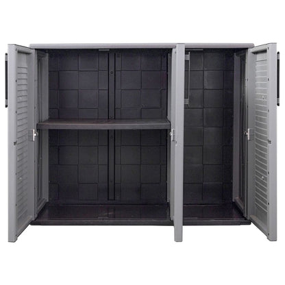 Tuinkast 102x37x84 cm polypropeen grijs en zwart