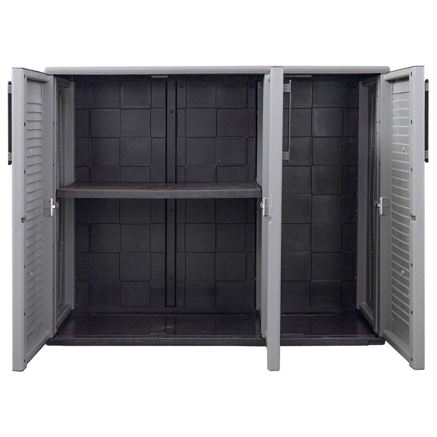 Tuinkast 102x37x84 cm polypropeen grijs en zwart