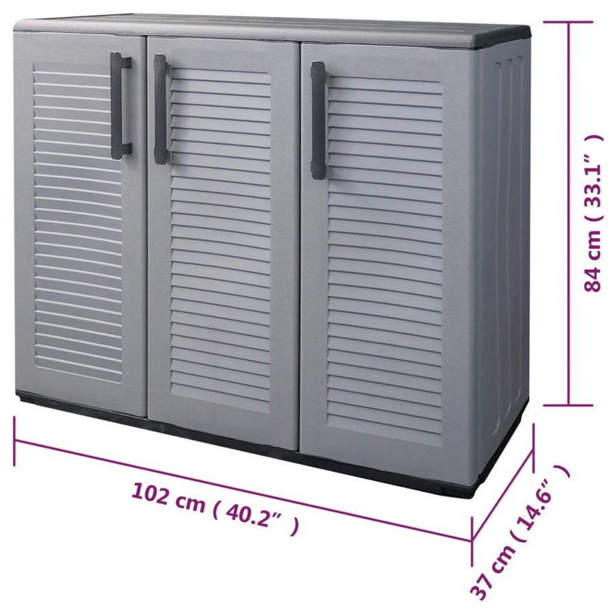 Tuinkast 102x37x84 cm polypropeen grijs en zwart