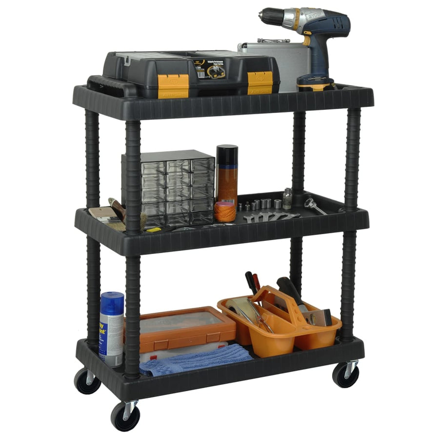 Gereedschapswagen 3-Laags 75X37,5X92 Cm Polypropeen Zwart