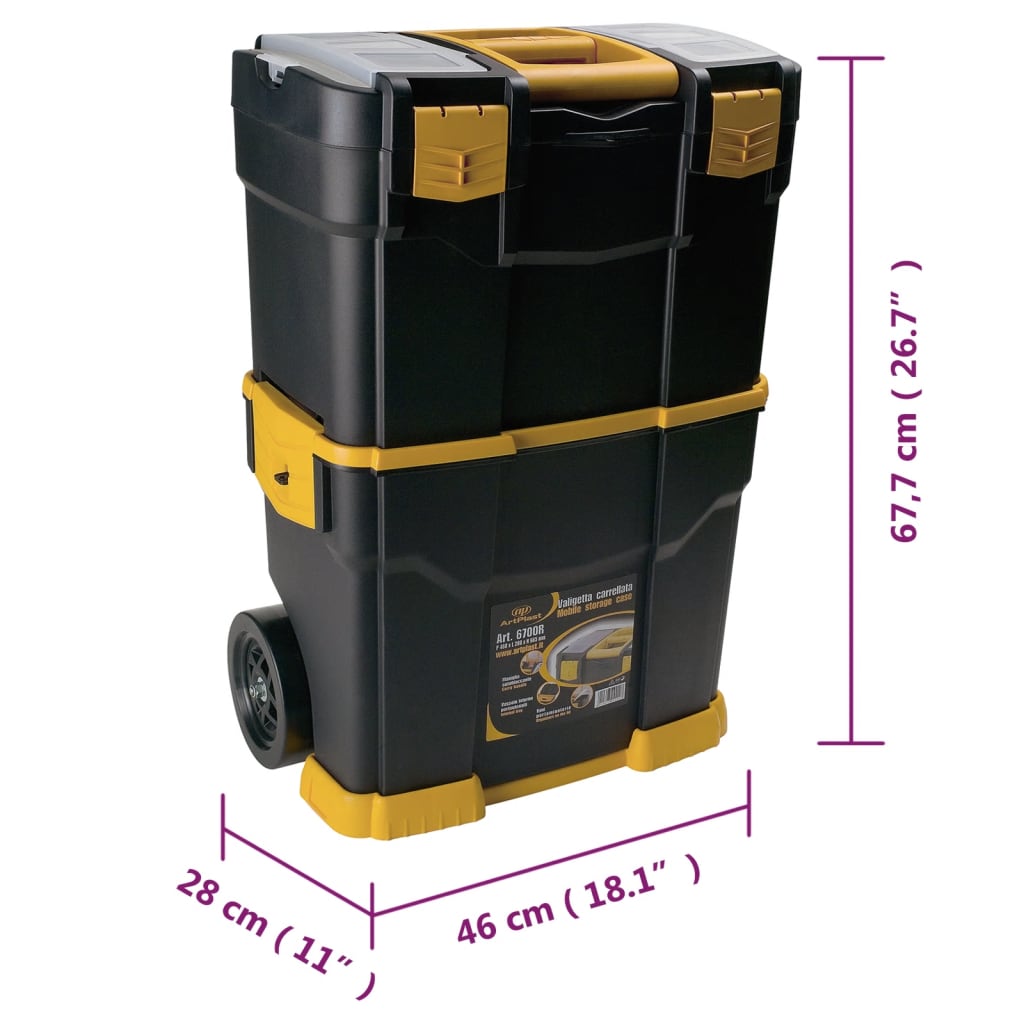 Gereedschapskoffer op wielen 460x280x677 mm polypropeen