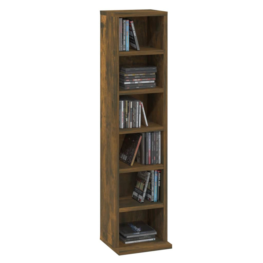 Cd-kast 21x20x88 cm bewerkt hout gerookt eikenkleurig Gerookt eiken