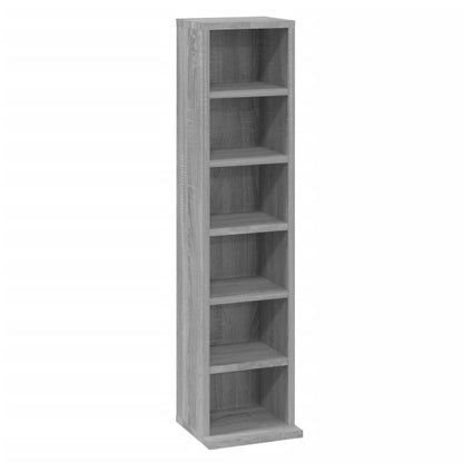 Cd-Kast 2X20X88 Cm Bewerkt Hout Eikenkleurig Grijs sonoma