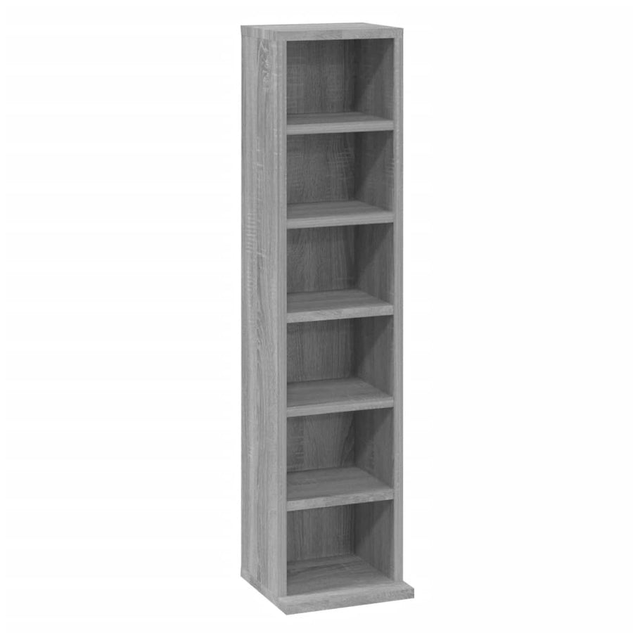 Cd-Kast 2X20X88 Cm Bewerkt Hout Eikenkleurig Grijs sonoma