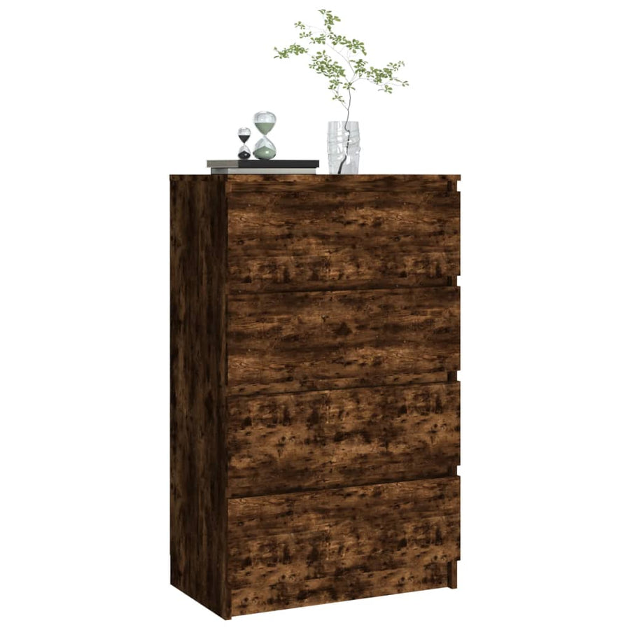 Dressoir 60X35X98,5 Cm Bewerkt Hout Kleurig Gerookt eiken