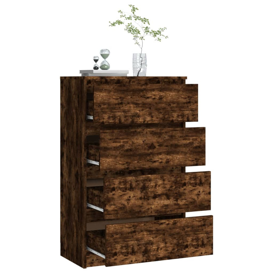 Dressoir 60X35X98,5 Cm Bewerkt Hout Kleurig Gerookt eiken