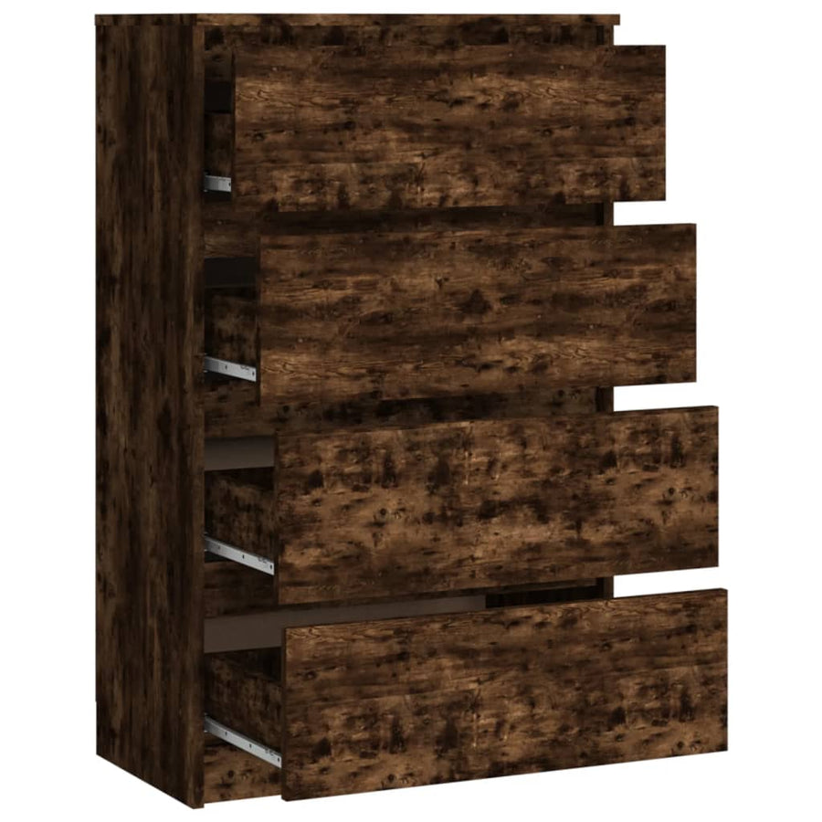 Dressoir 60X35X98,5 Cm Bewerkt Hout Kleurig Gerookt eiken