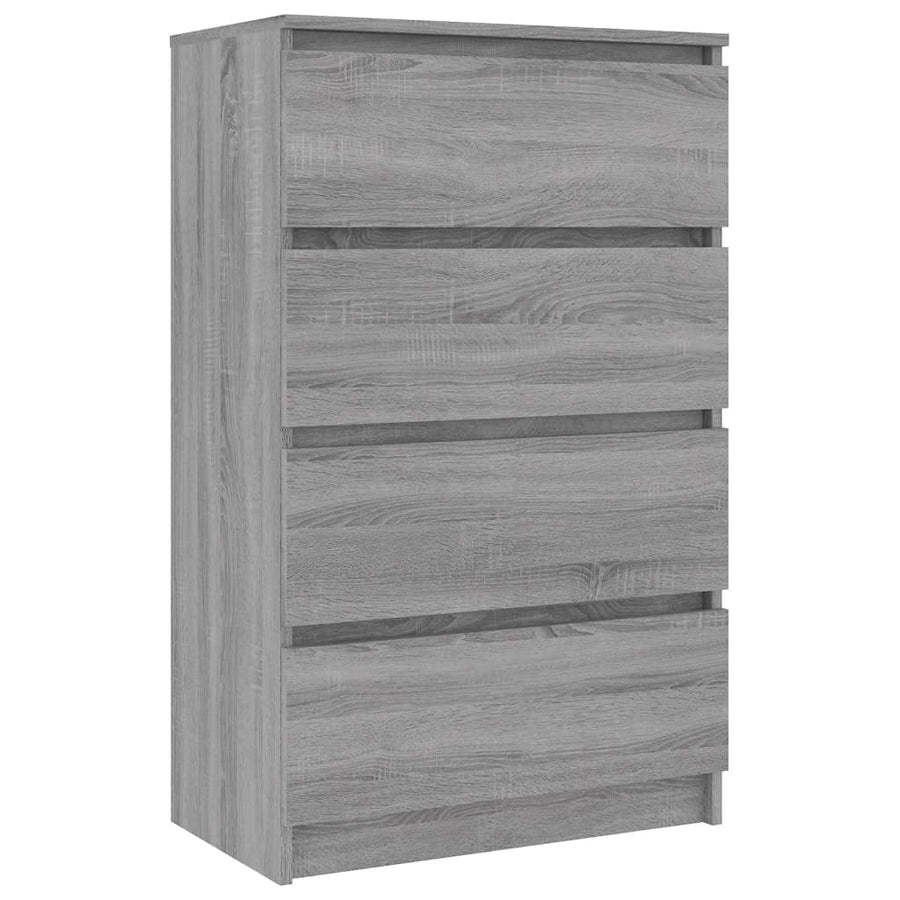 Dressoir 60X35X98,5 Cm Bewerkt Hout Eikenkleurig Grijs sonoma
