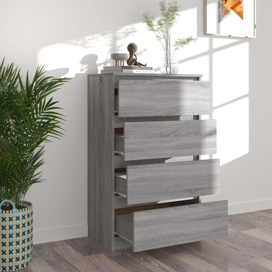 Dressoir 60X35X98,5 Cm Bewerkt Hout Eikenkleurig Grijs sonoma