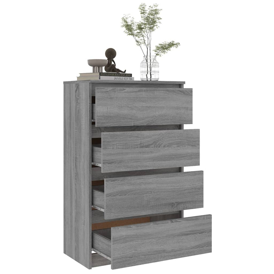 Dressoir 60X35X98,5 Cm Bewerkt Hout Eikenkleurig Grijs sonoma