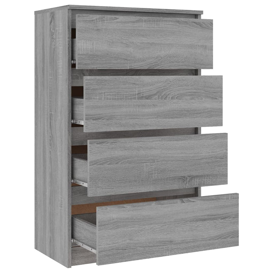 Dressoir 60X35X98,5 Cm Bewerkt Hout Eikenkleurig Grijs sonoma