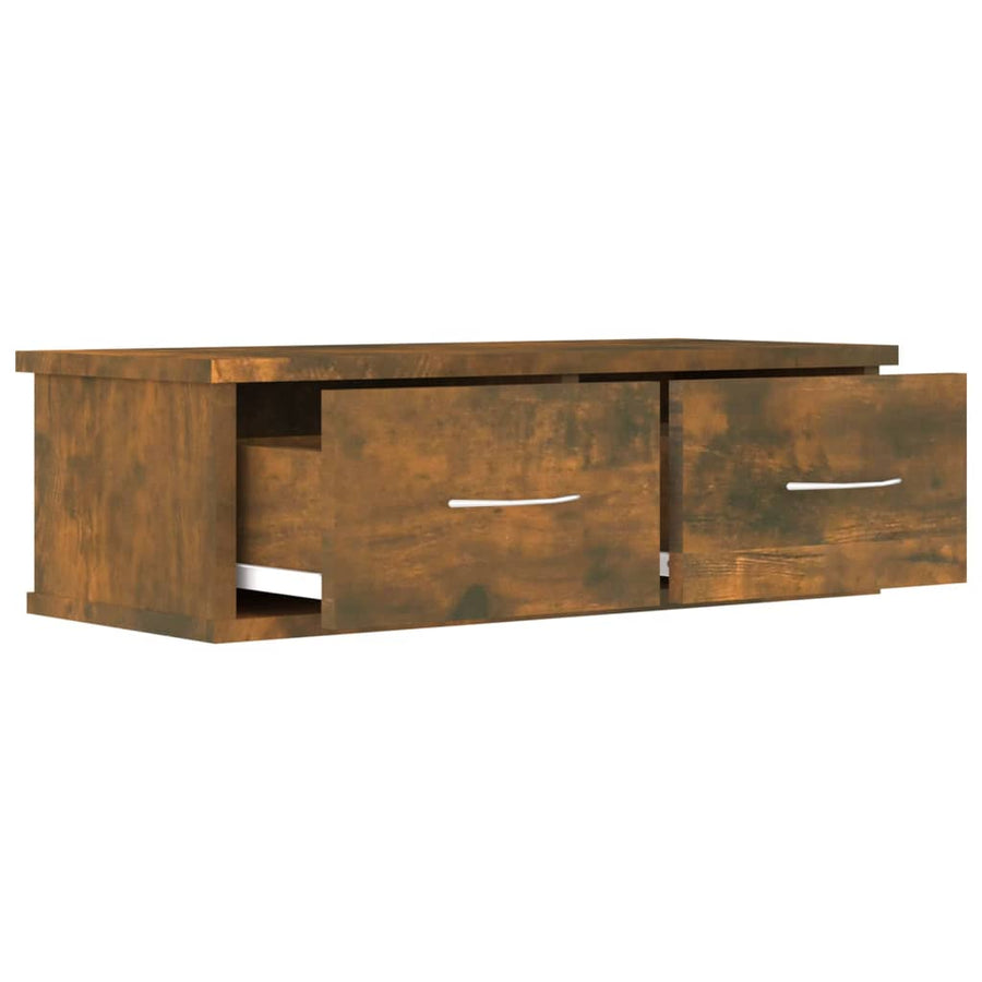 Wandkast 60X26X8,5 Cm Bewerkt Hout Kleurig Gerookt eiken