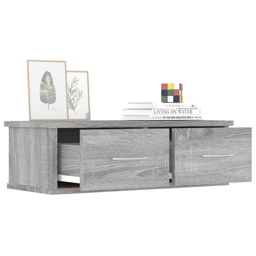 Tv-Wandmeubel 60X26X8,5 Cm Bewerkt Hout Eiken Grijs sonoma