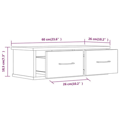 Tv-Wandmeubel 60X26X8,5 Cm Bewerkt Hout Eiken Grijs sonoma