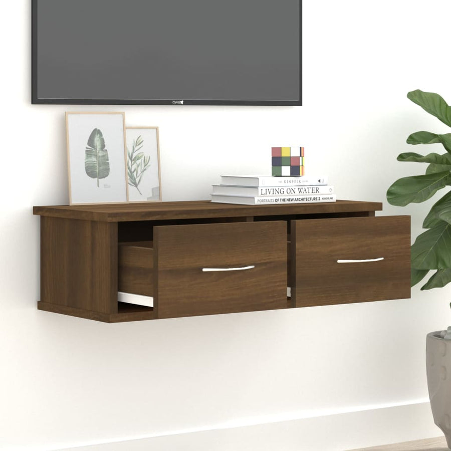 Wandkast 60X26X8,5 Cm Bewerkt Hout bruin eikenkleur