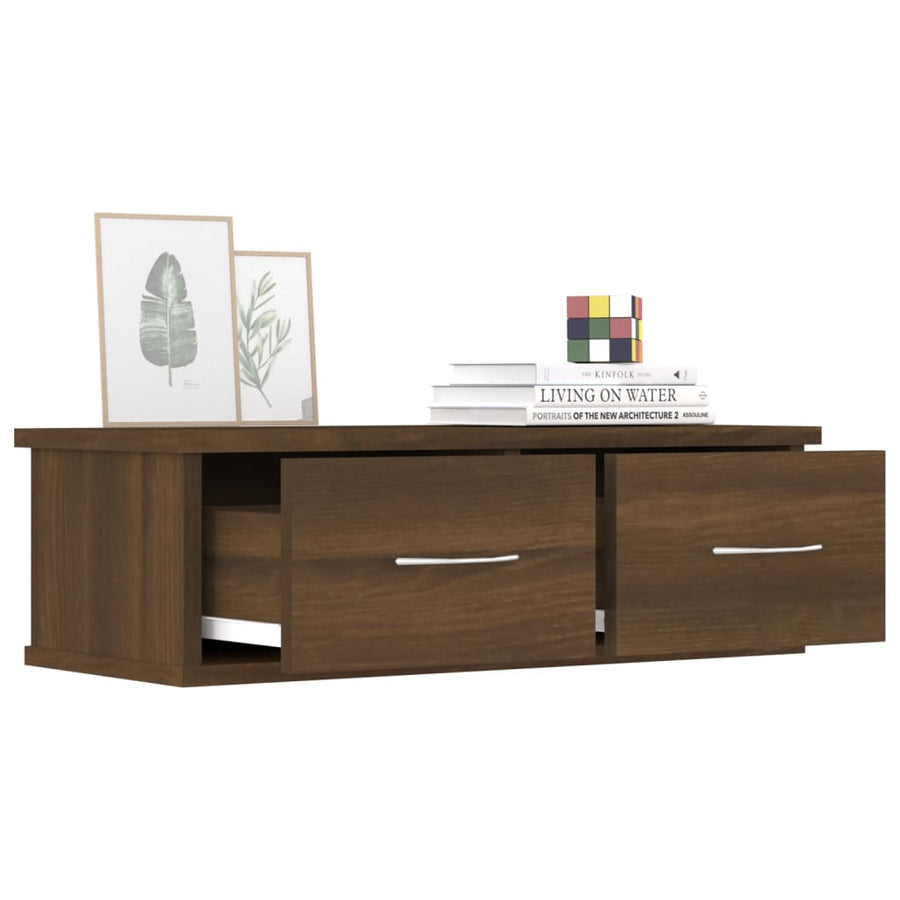 Wandkast 60X26X8,5 Cm Bewerkt Hout bruin eikenkleur