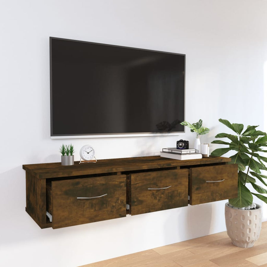 Wandkast 88X26X8,5 Cm Bewerkt Hout Kleurig Gerookt eiken
