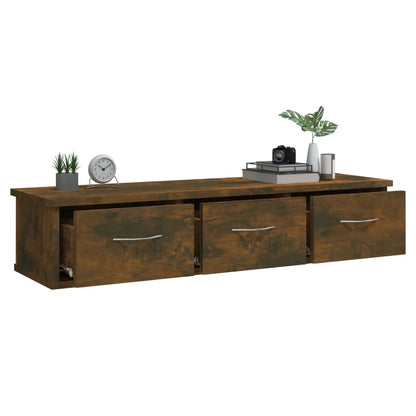 Wandkast 88X26X8,5 Cm Bewerkt Hout Kleurig Gerookt eiken