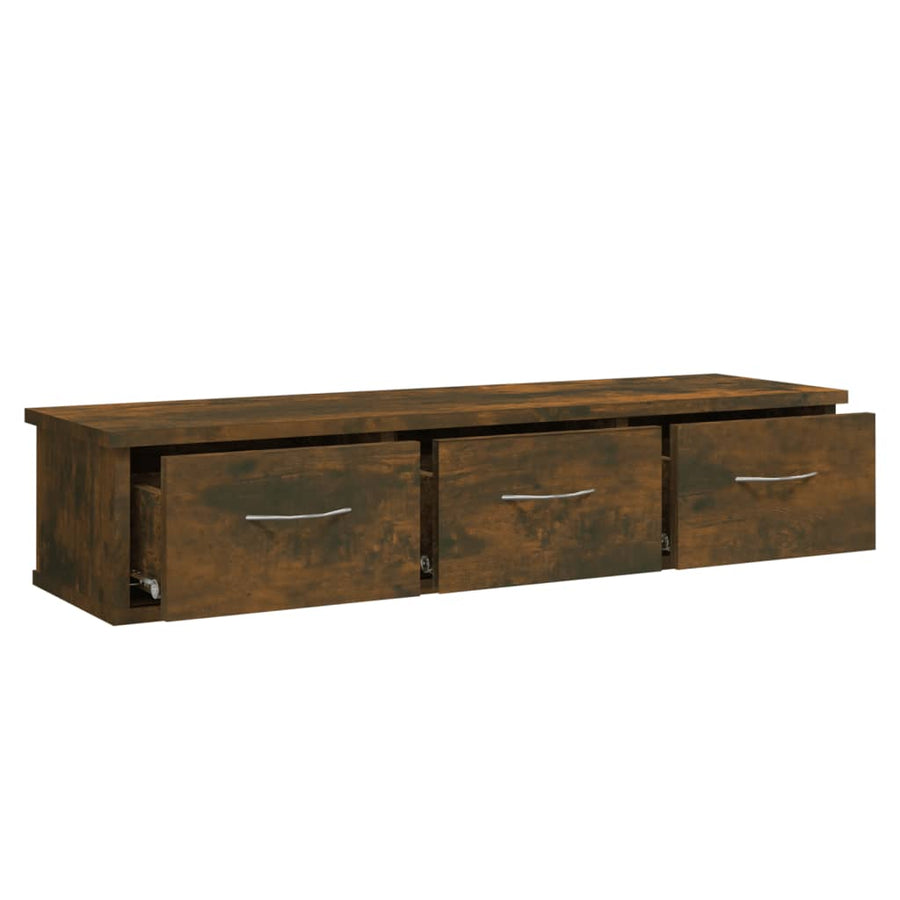 Wandkast 88X26X8,5 Cm Bewerkt Hout Kleurig Gerookt eiken