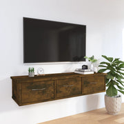 Wandkast 88x26x18,5 cm bewerkt hout gerookt eiken