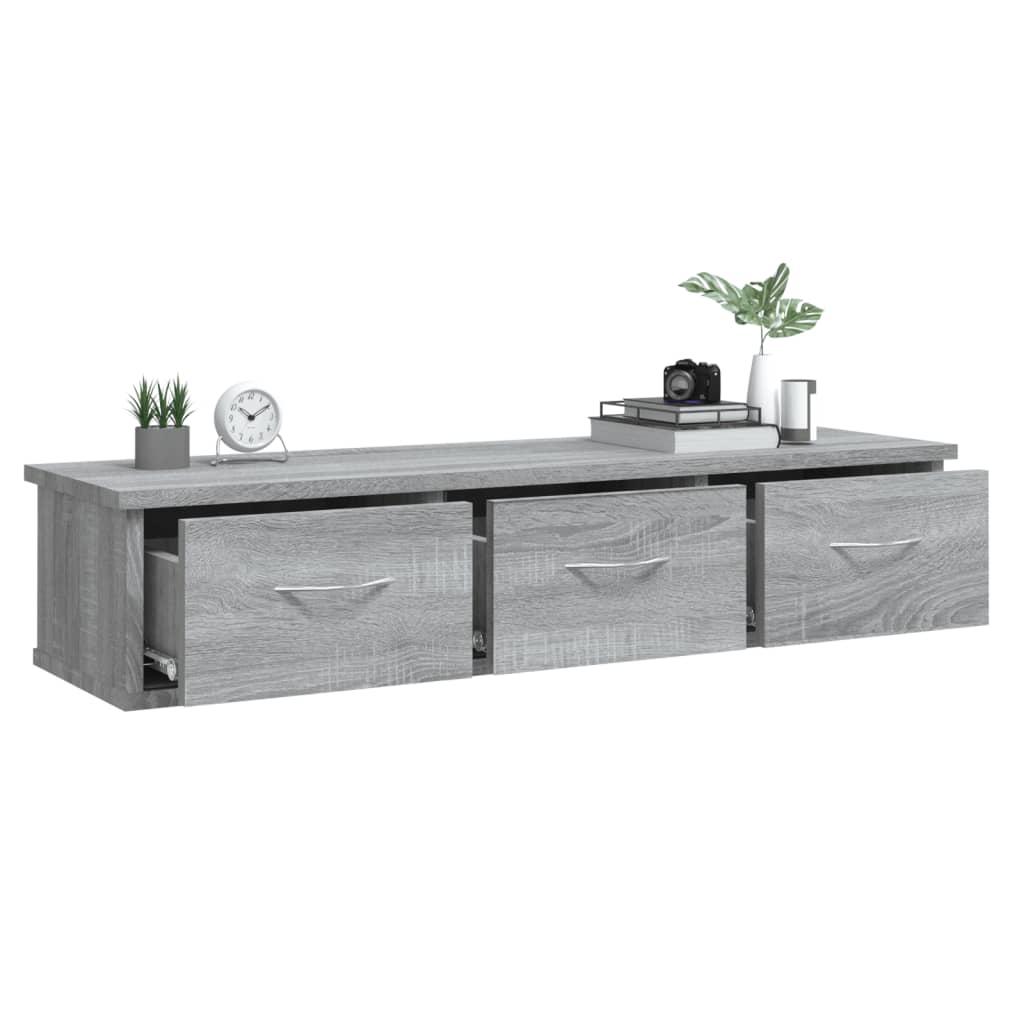Wandkast 88x26x18,5 cm bewerkt hout grijs sonoma eikenkleurig Grijs sonoma
