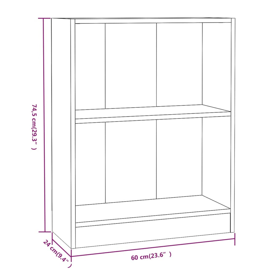 Boekenkast Bewerkt Hout Kleurig 60 x 24 x 76 cm Gerookt eiken