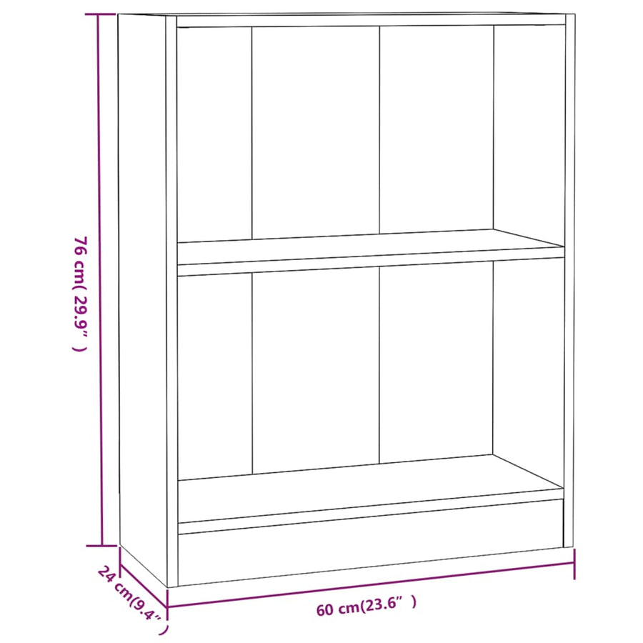 Boekenkast Bewerkt Hout Eikenkleurig 60 x 24 x 76 cm Grijs sonoma