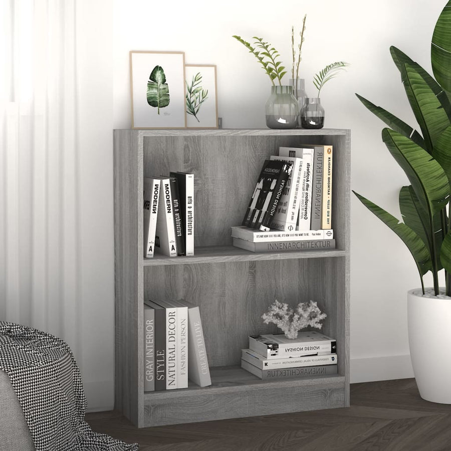 Boekenkast Bewerkt Hout Eikenkleurig 60 x 24 x 76 cm Grijs sonoma