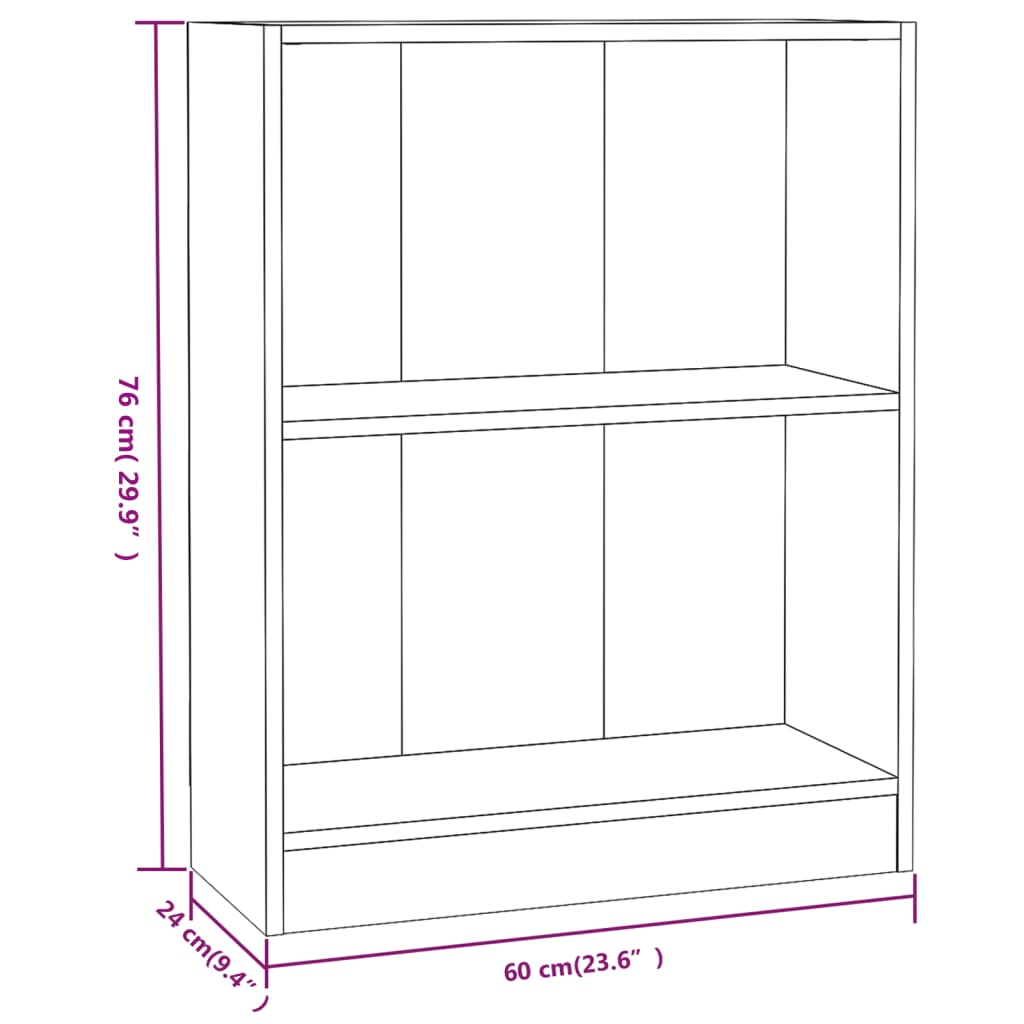Boekenkast Bewerkt Hout 60 x 24 x 76 cm bruin eikenkleur