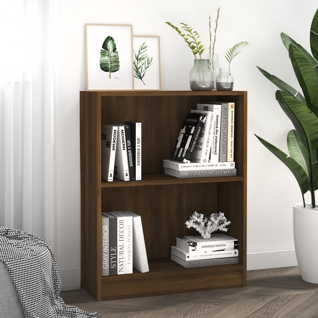 Boekenkast Bewerkt Hout 60 x 24 x 76 cm bruin eikenkleur