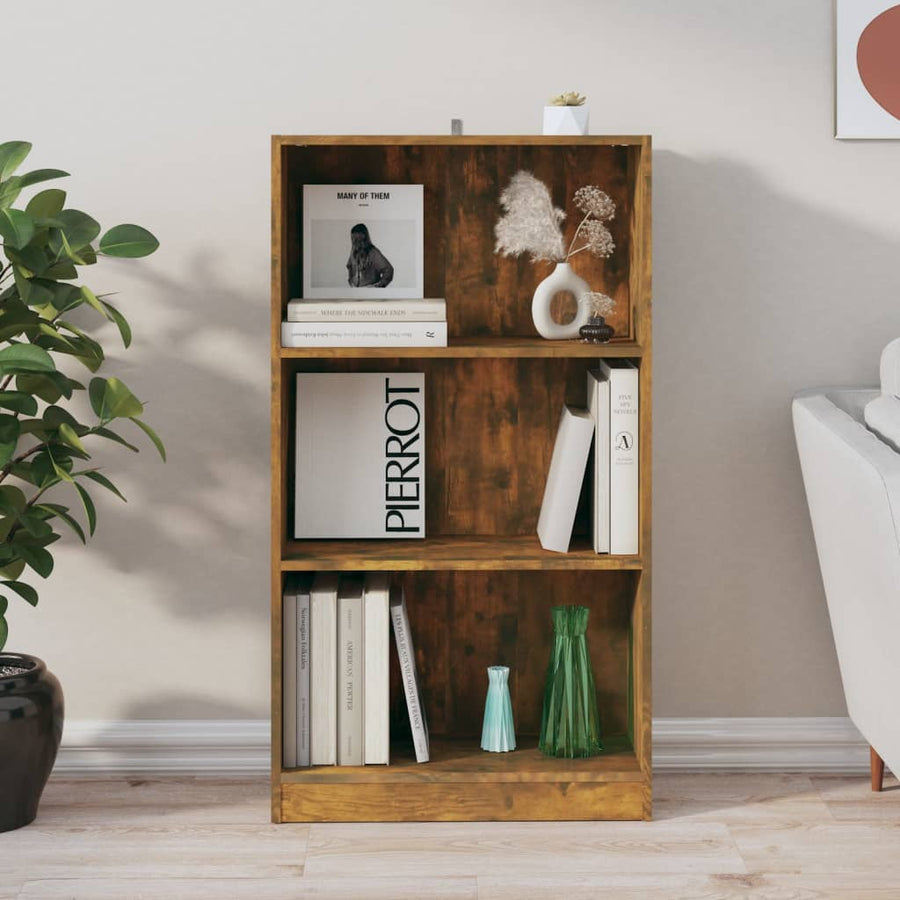 Boekenkast Bewerkt Hout Kleurig 60 x 24 x 109 cm Gerookt eiken