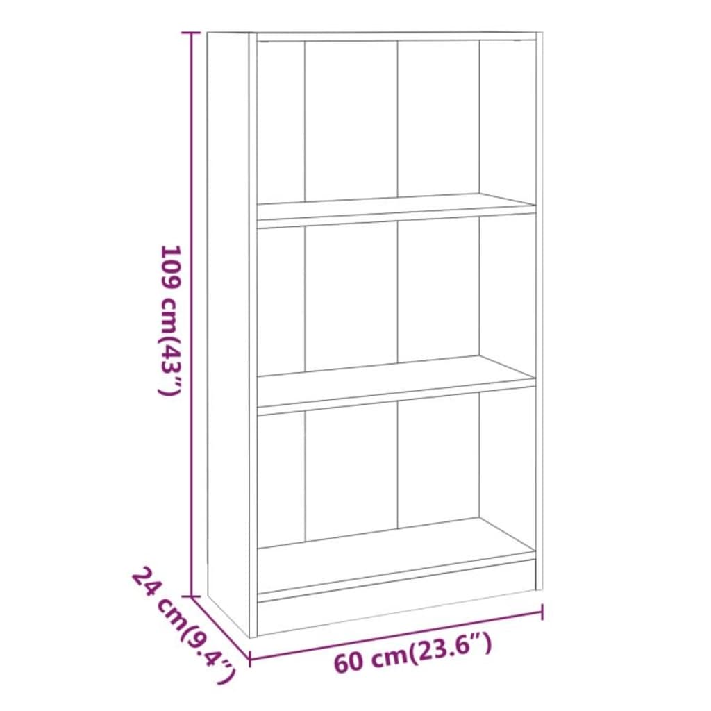 Boekenkast Bewerkt Hout Kleurig 60 x 24 x 109 cm Gerookt eiken