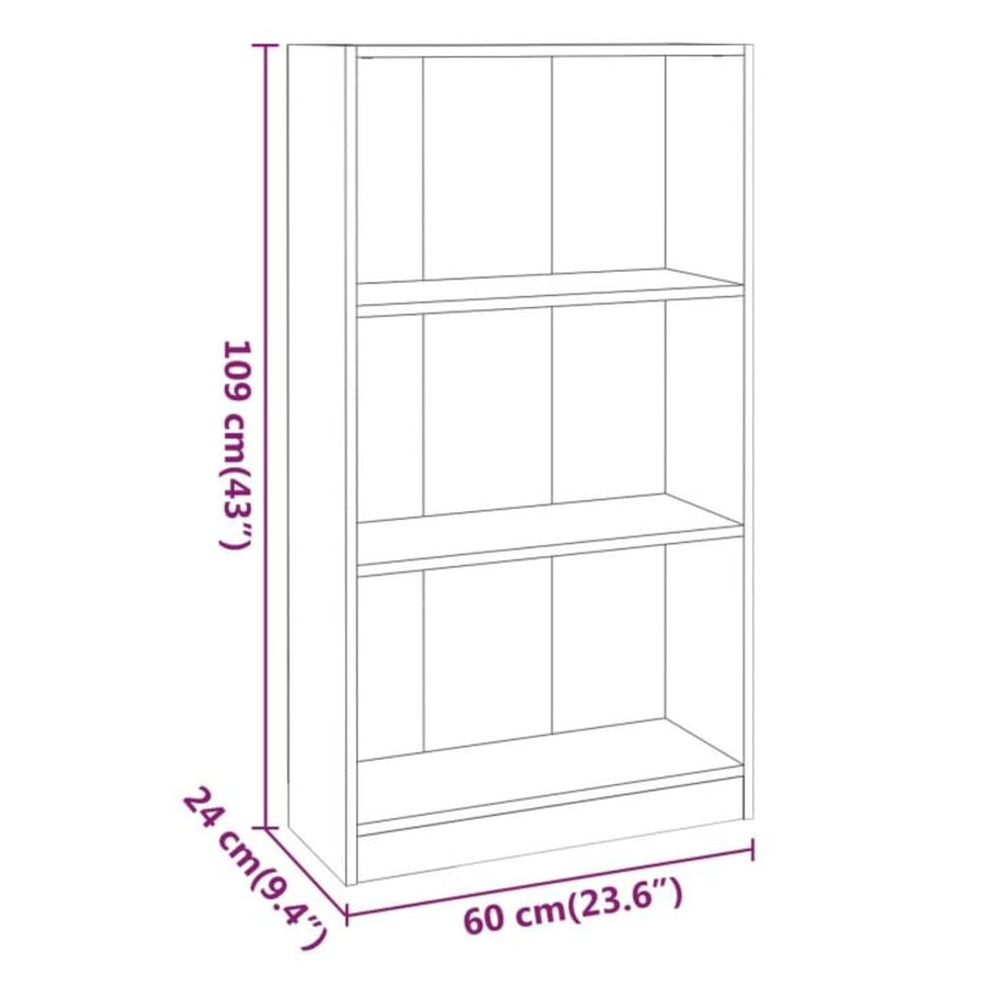 Boekenkast Bewerkt Hout Kleurig 60 x 24 x 109 cm Gerookt eiken