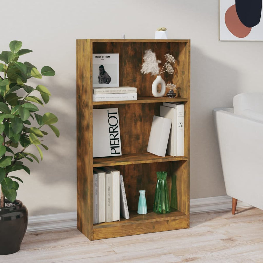 Boekenkast Bewerkt Hout Kleurig 60 x 24 x 109 cm Gerookt eiken