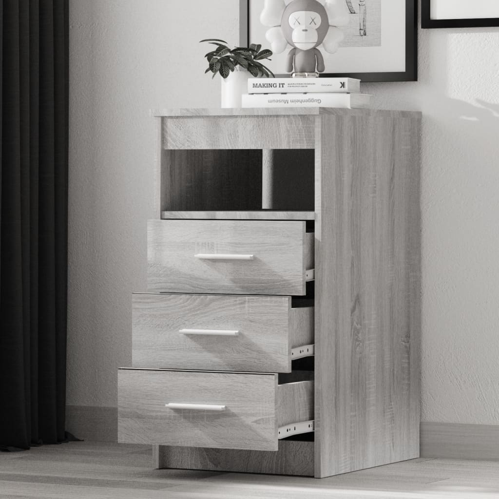 Ladekast 40X50X76 Cm Bewerkt Hout Eikenkleurig Grijs sonoma