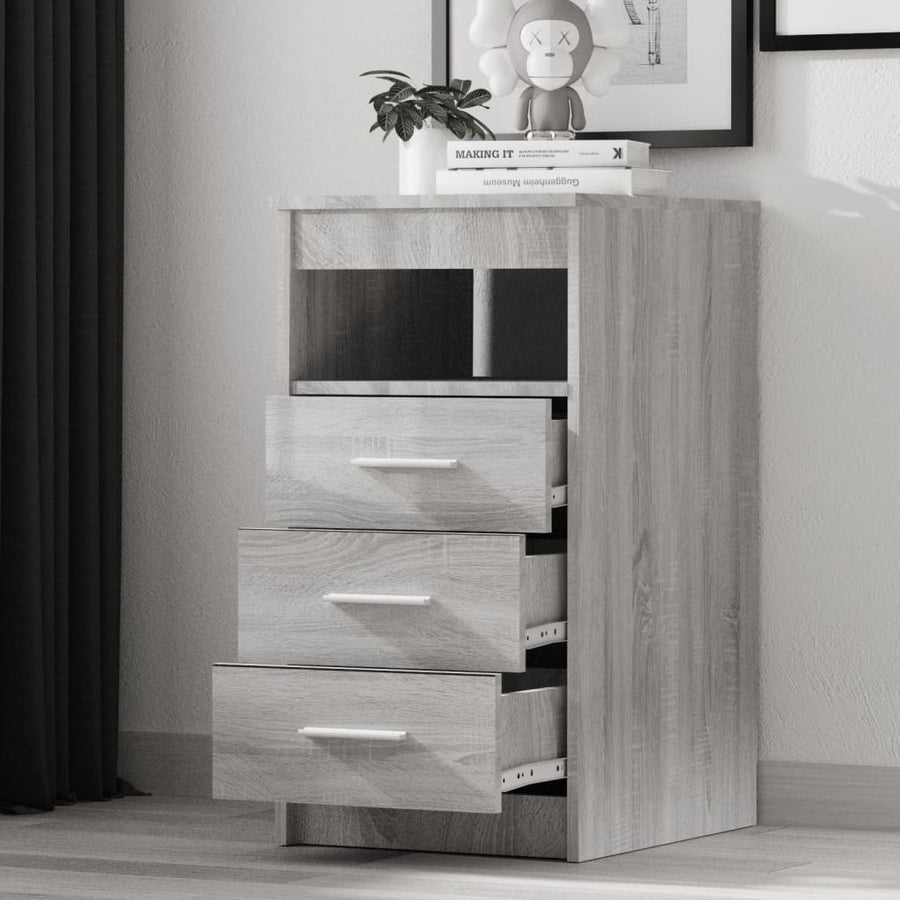 Ladekast 40X50X76 Cm Bewerkt Hout Eikenkleurig Grijs sonoma
