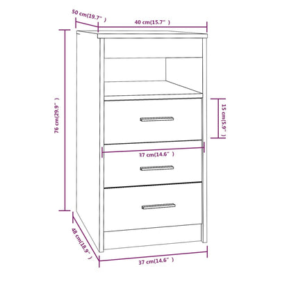 Ladekast 40X50X76 Cm Bewerkt Hout Eikenkleurig Grijs sonoma