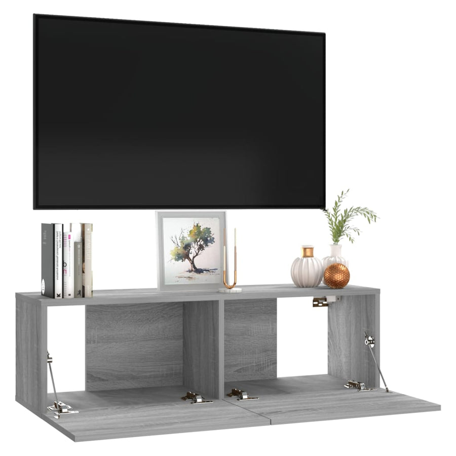 Tv-wandmeubel 100x30x30 cm bewerkt hout grijs sonoma eikenkleur 100 x 30 x 30 cm Grijs sonoma