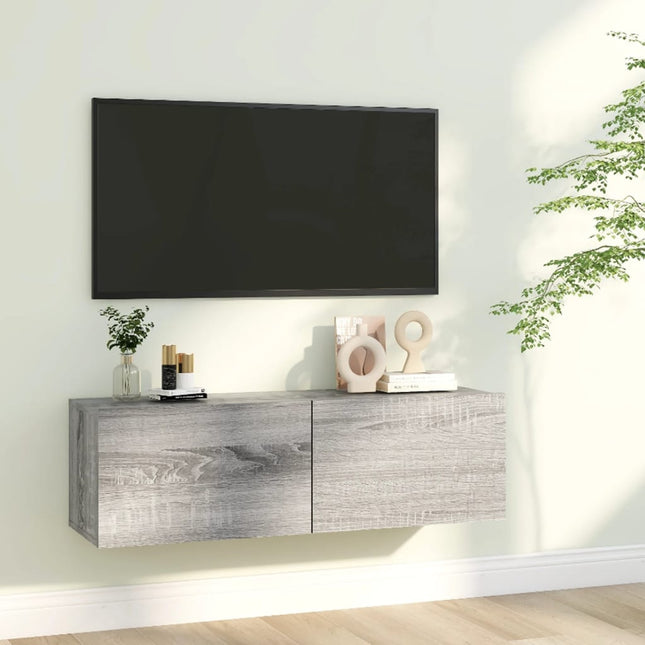 Tv-wandmeubel 100x30x30 cm bewerkt hout grijs sonoma eikenkleur 100 x 30 x 30 cm Grijs sonoma