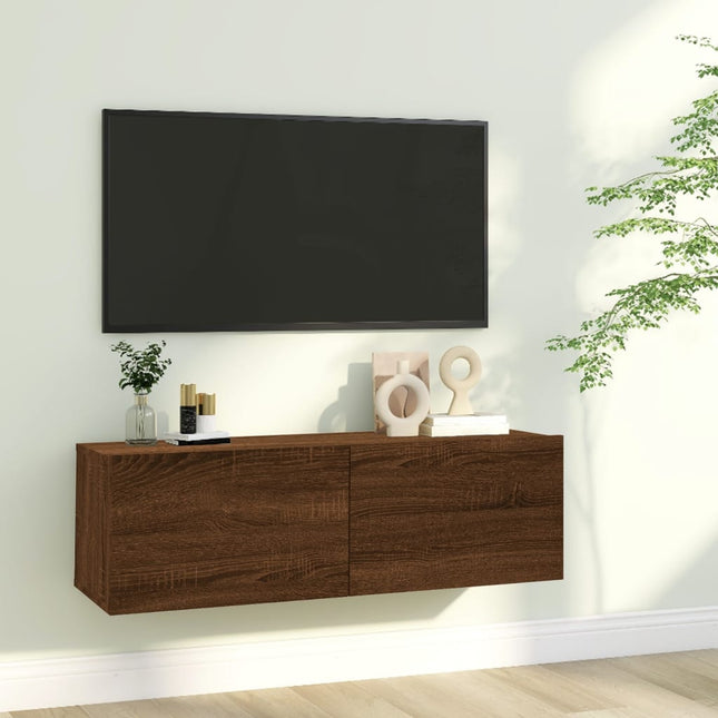 Tv-wandmeubel 100x30x30 cm bewerkt hout bruin eikenkleur 100 x 30 x 30 cm Bruineiken