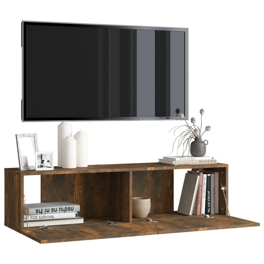 Tv-wandmeubel 120x30x30 cm bewerkt hout gerookt eikenkleurig 120 x 30 x 30 cm Gerookt eiken