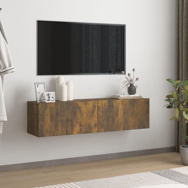 Tv-wandmeubel 120x30x30 cm bewerkt hout gerookt eikenkleurig 120 x 30 x 30 cm Gerookt eiken