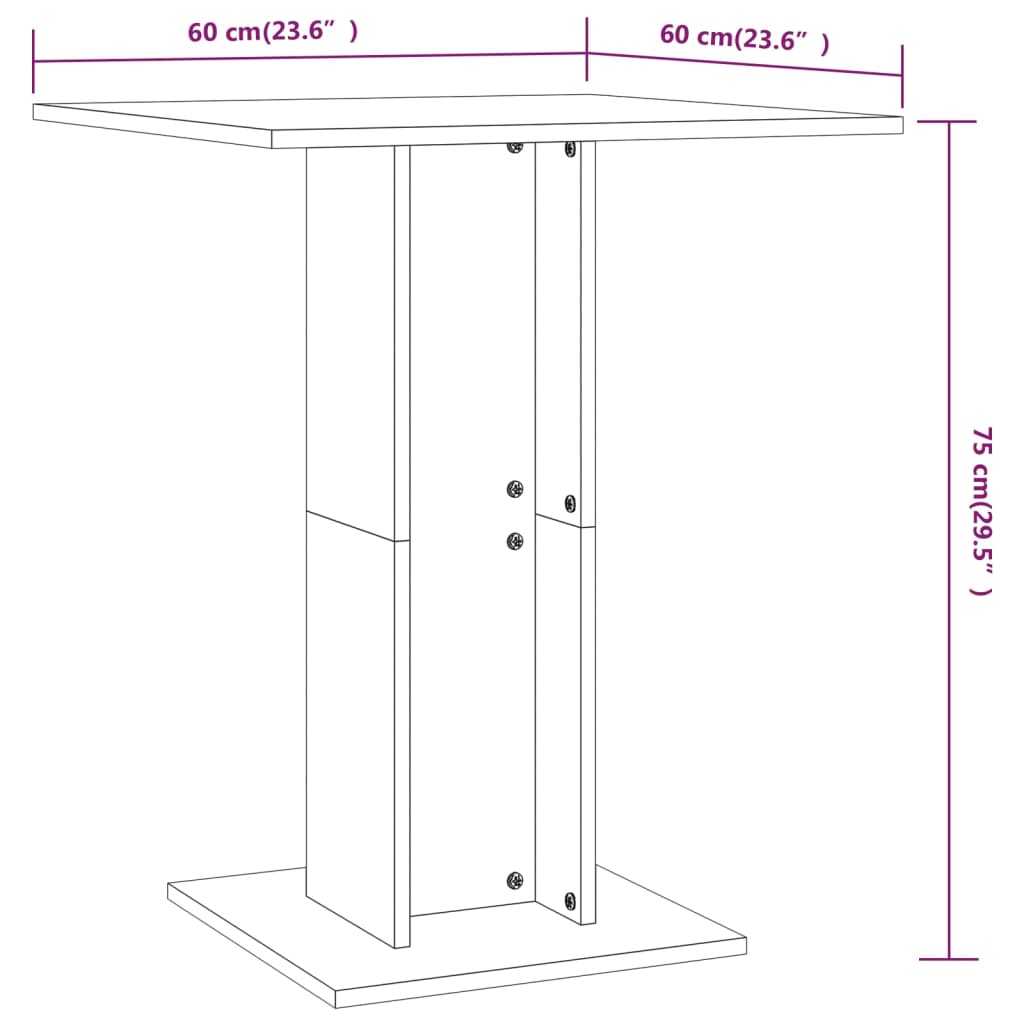 Bistrotafel 60X60X75 Cm Bewerkt Hout Kleurig Gerookt eiken