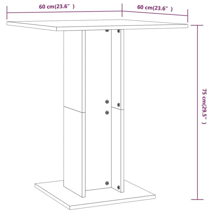 Bistrotafel 60X60X75 Cm Bewerkt Hout Kleurig Gerookt eiken