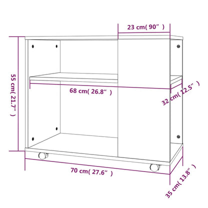 Bijzettafel 70X35X55 Cm Bewerkt Hout Kleurig Gerookt eiken