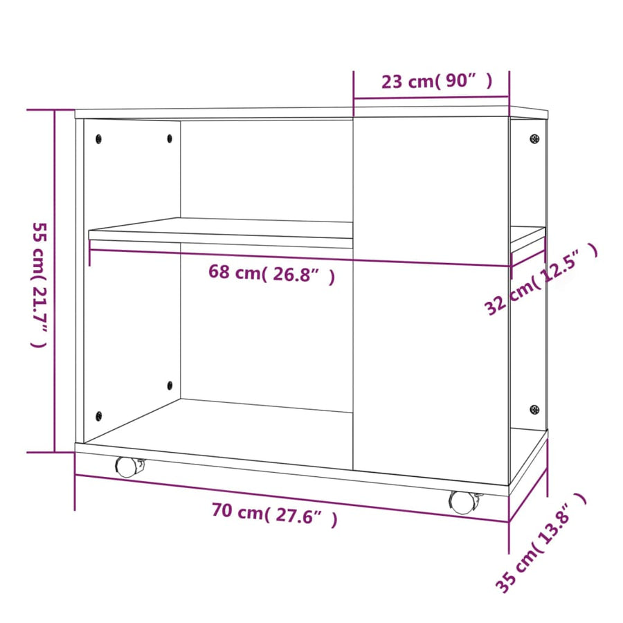 Bijzettafel 70X35X55 Cm Bewerkt Hout Eikenkleurig Grijs sonoma