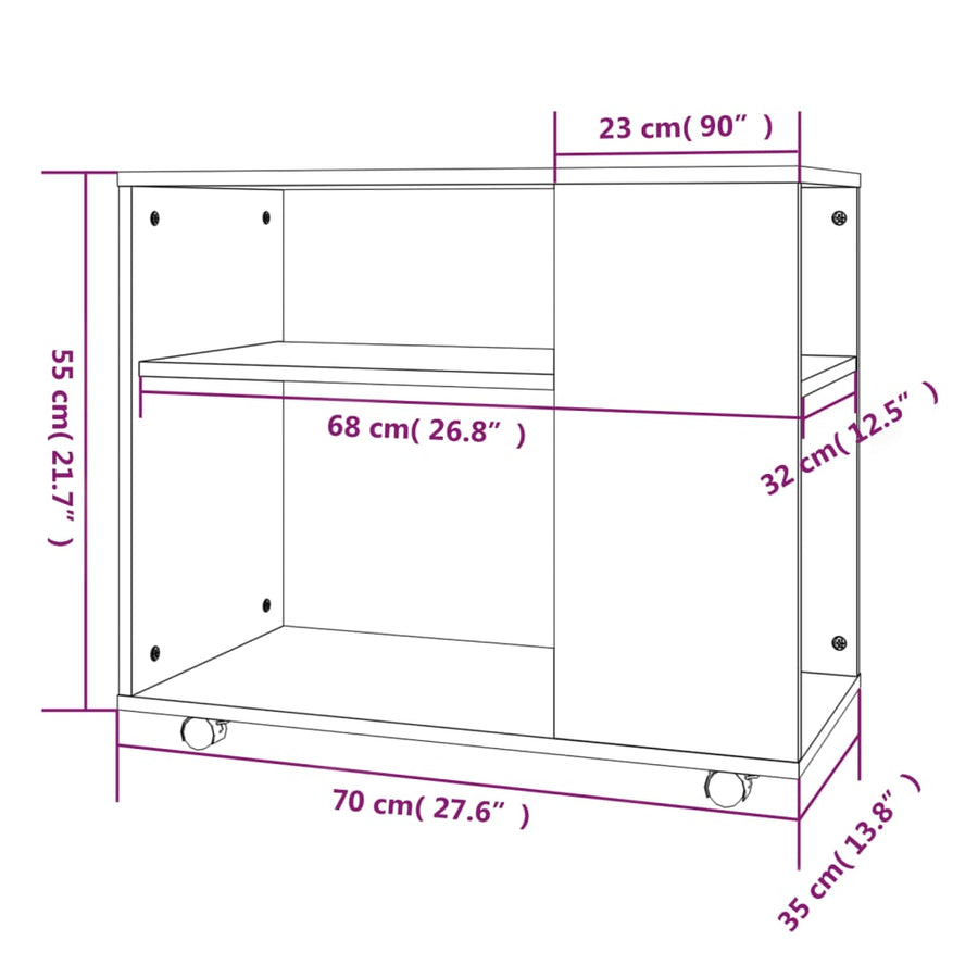Bijzettafel 70X35X55 Cm Bewerkt Hout Bruin Eikenkleur Bruineiken
