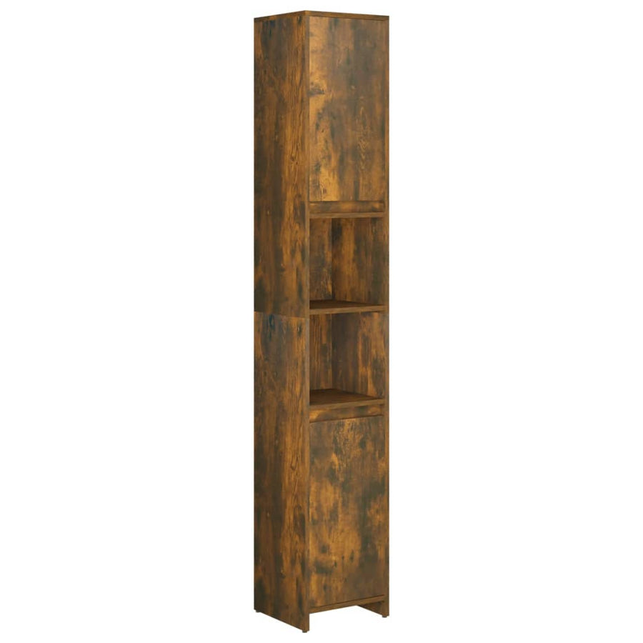 Badkamerkast 30X30X83,5 Cm Bewerkt Hout Kleurig Gerookt eiken Zonder handvat